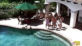 A Massive Girly-girl Orgy By The Pool Can Make Any Of These Coeds Jizm